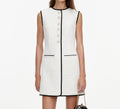 Cream Sleeveless Boucle Mini Dress