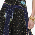 Navy Metallic Chiffon Midi Dress