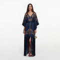 Navy Sequin Embroidered Kaftan