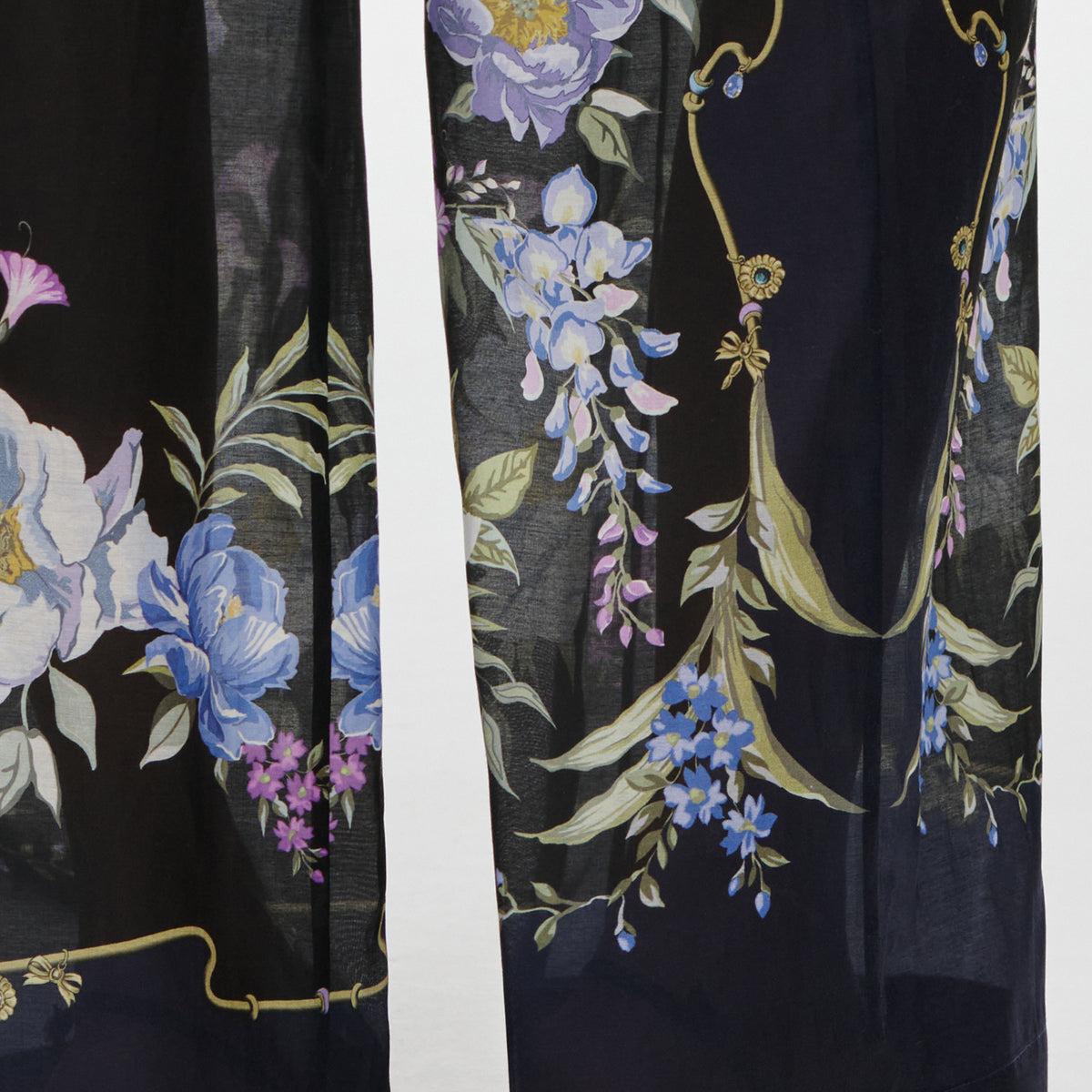 Navy Floral Organza Trousers