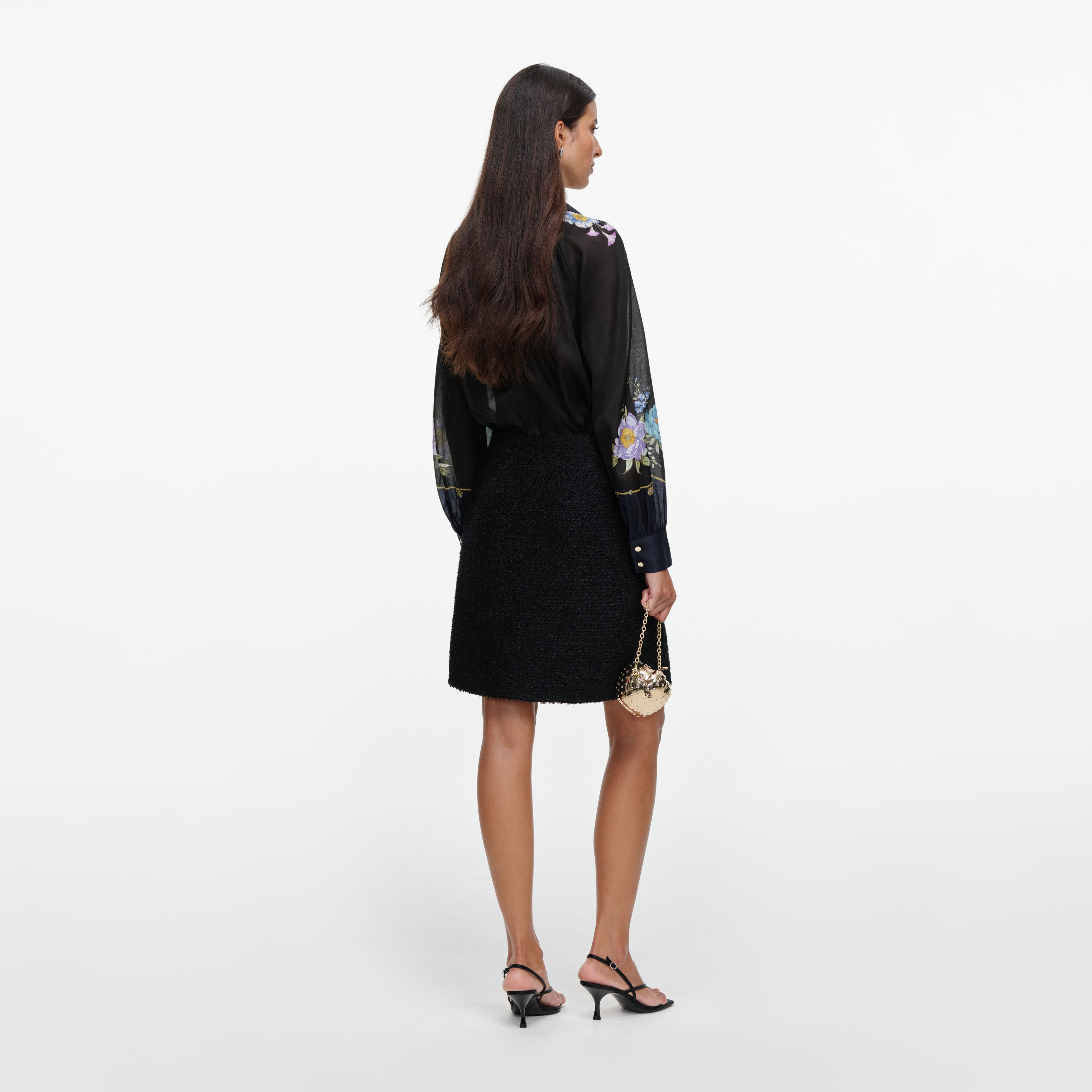 Navy Floral Organza Blouse