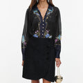 Navy Floral Organza Blouse
