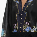 Navy Floral Organza Blouse