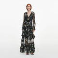 Navy Floral Georgette Maxi Dress