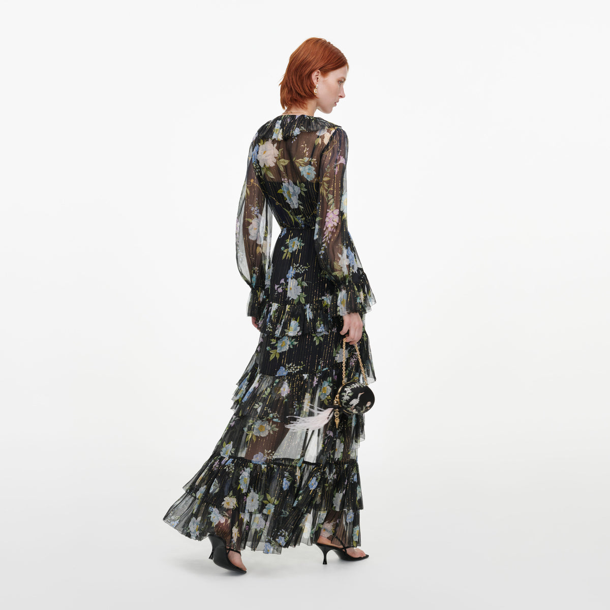 Navy Floral Georgette Maxi Dress