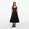 Black Faux Leather Midi Skirt