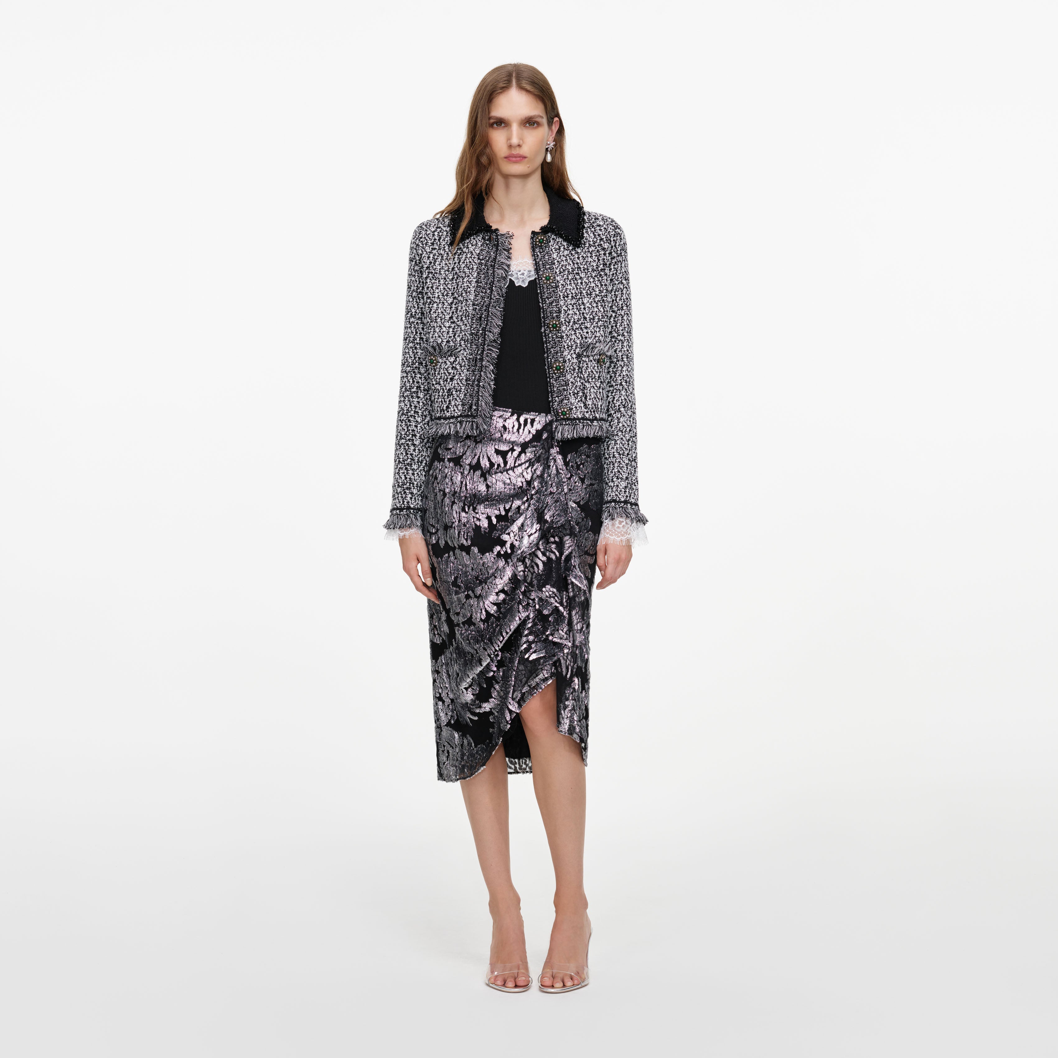 Silver Fil Coupe Midi Skirt