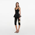 Black Peplum Viscose Knit Top