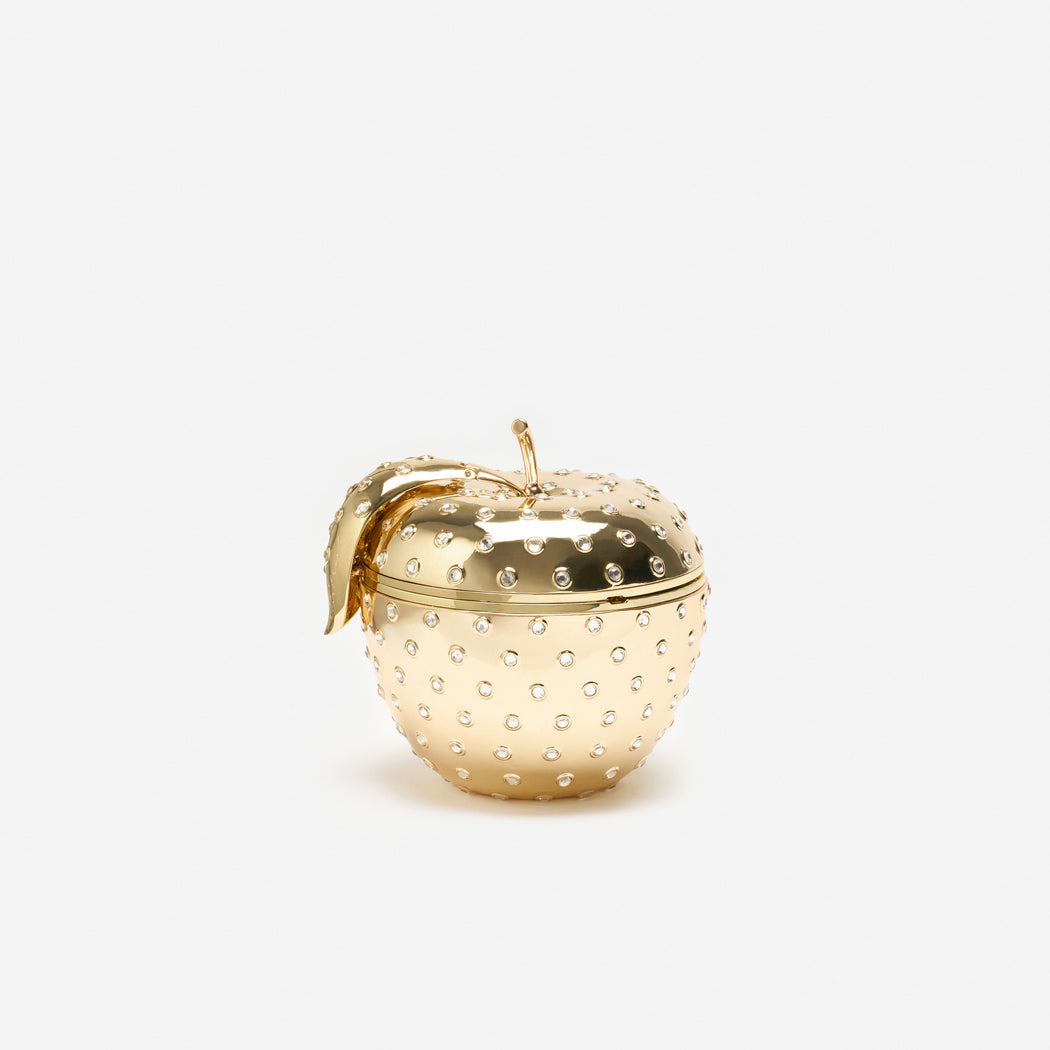 Gold Crystal Apple Clutch Bag