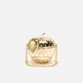 Gold Crystal Apple Clutch Bag