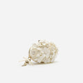 Cream Satin Floral Oval Clutch Bag