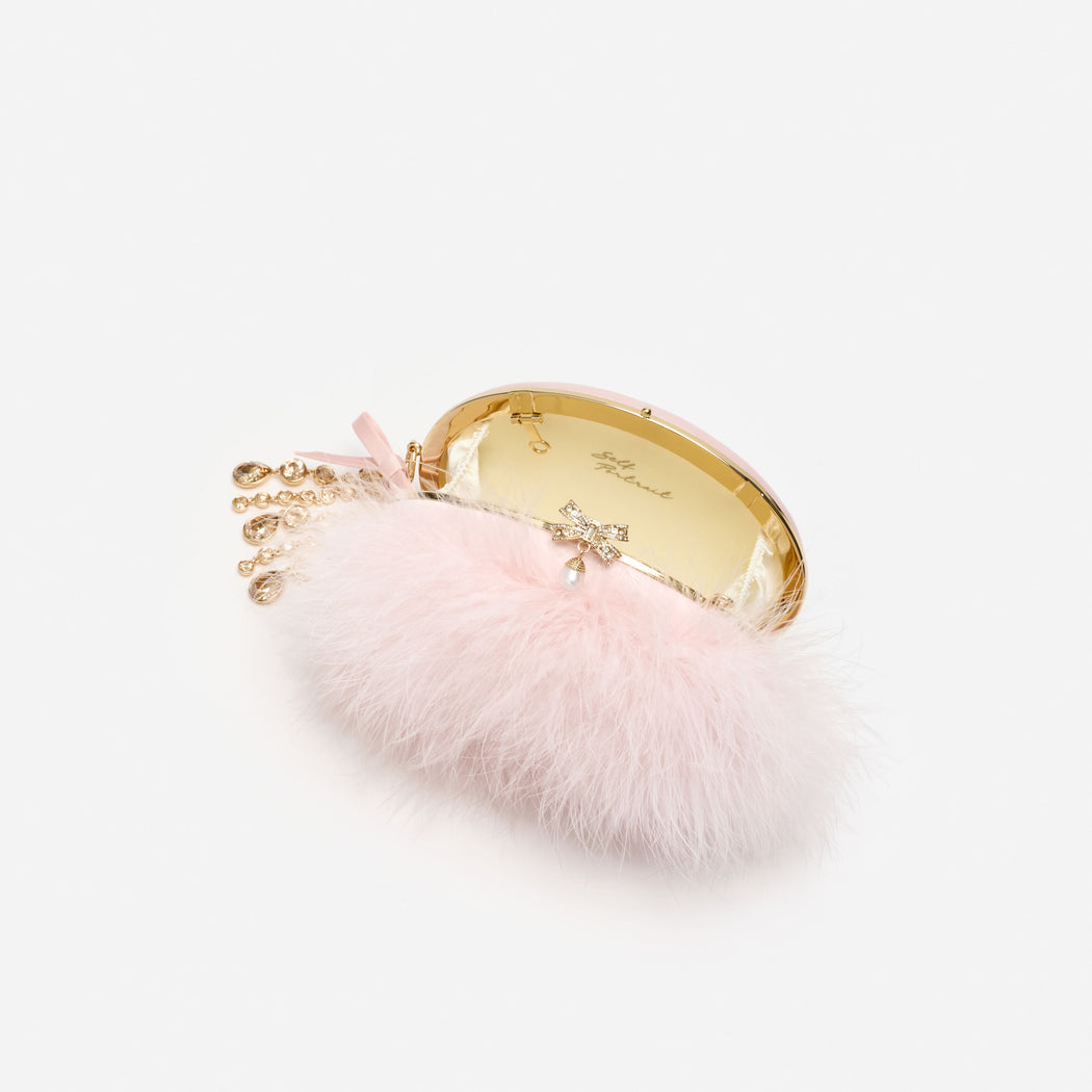 Pink Feather Clutch Bag