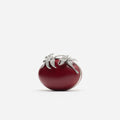 Red Leather Crystal Flower Oval Clutch Bag