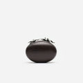 Brown Leather Crystal Flower Oval Clutch Bag