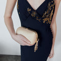 Champagne Rectangle Satin Clutch Bag