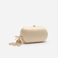 Champagne Rectangle Satin Clutch Bag