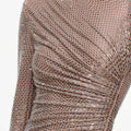 Tan Rhinestone Gathered Maxi Dress