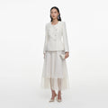 Cream Boucle Wrap Midi Dress