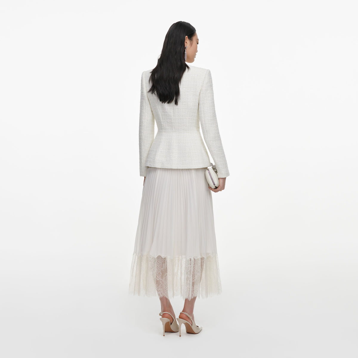 Cream Boucle Wrap Midi Dress