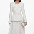 Cream Boucle Wrap Midi Dress