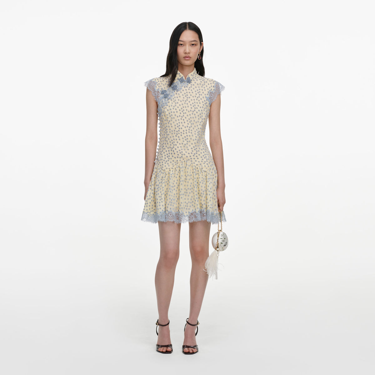 Yellow Devore Polka Dot Mini Dress