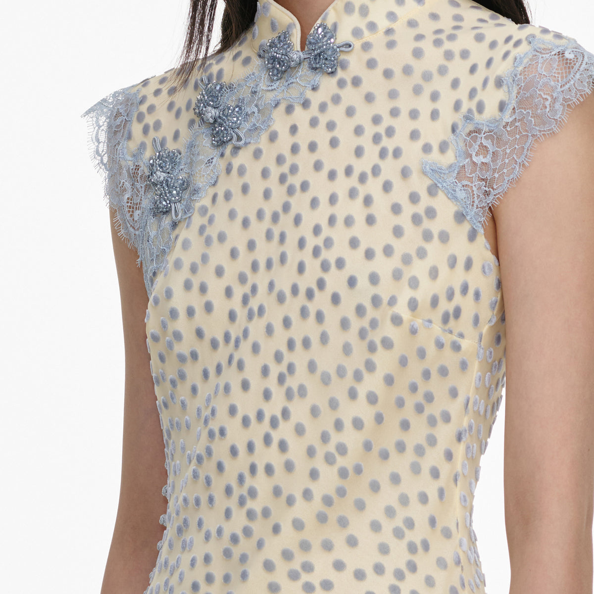 Yellow Devore Polka Dot Mini Dress