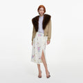 Cream Jacquard Floral Midi Skirt