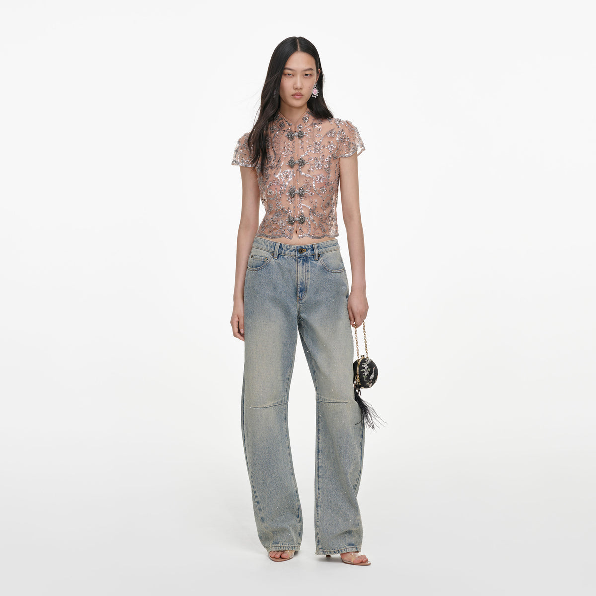 Silver Sequin Embellished Top