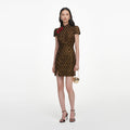 Black Velvet Flower Mini Dress