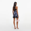 Navy Jacquard Sequin Embellished Mini Dress