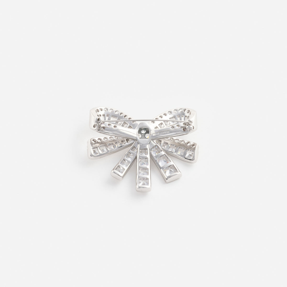 Silver Crystal Bow Brooch