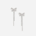 Silver Crystal Bow Dangle Earrings