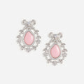 Pink Crystal Bow Droplet Earrings