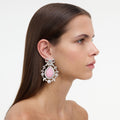 Pink Crystal Bow Droplet Earrings