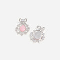 Pink Crystal Bow Droplet Earrings