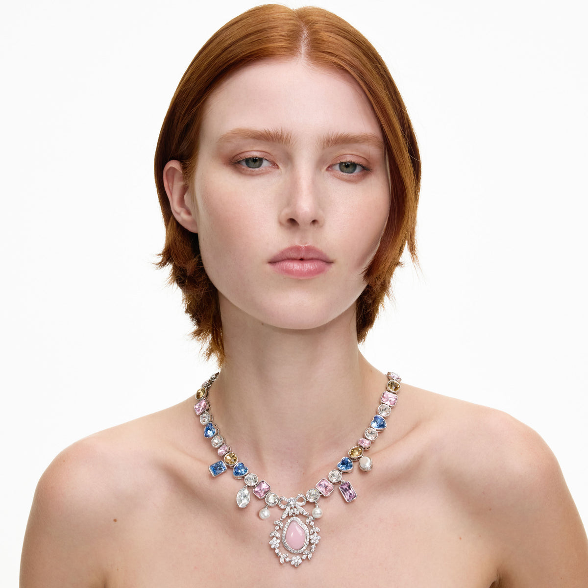 Multi Crystal Bow Necklace