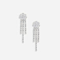 Silver Crystal Flower Droplet Earrings