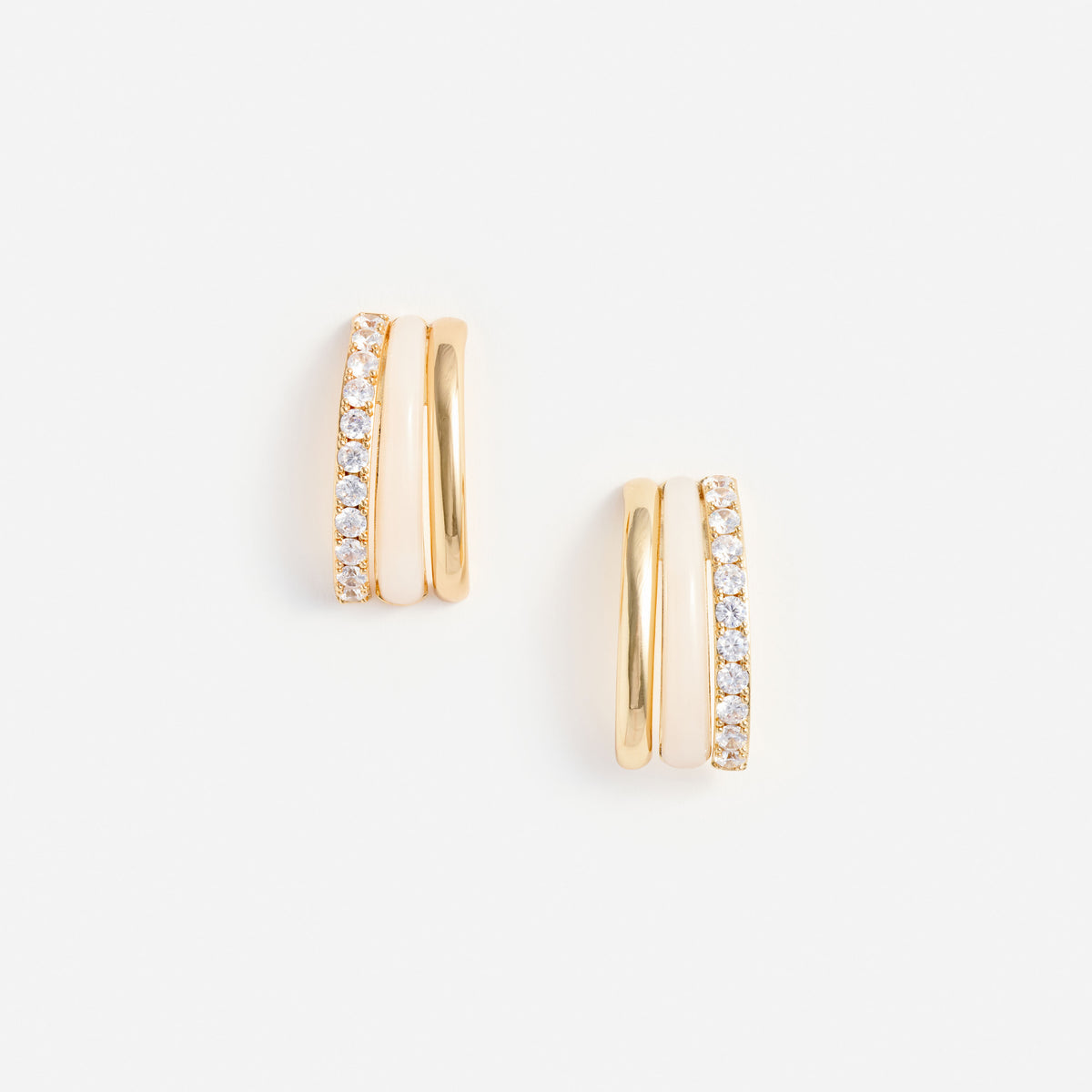 Gold Crystal Double Hoop Earrings