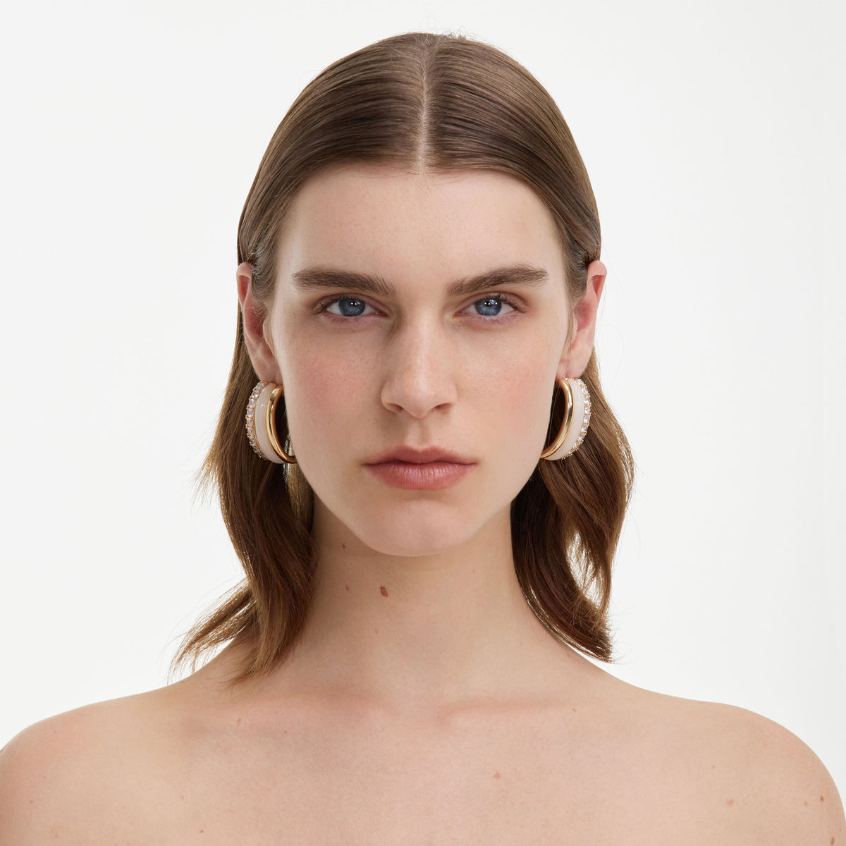 Gold Crystal Double Hoop Earrings