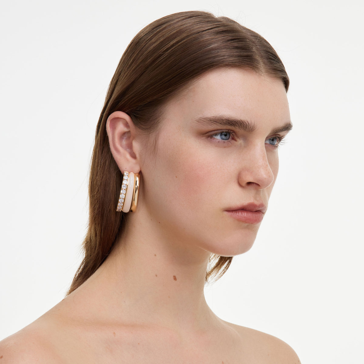 Gold Crystal Double Hoop Earrings