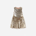 Gold Sequin Gathered Dress