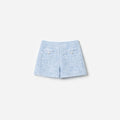 Blue Textured Boucle Shorts