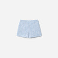 Blue Textured Boucle Shorts