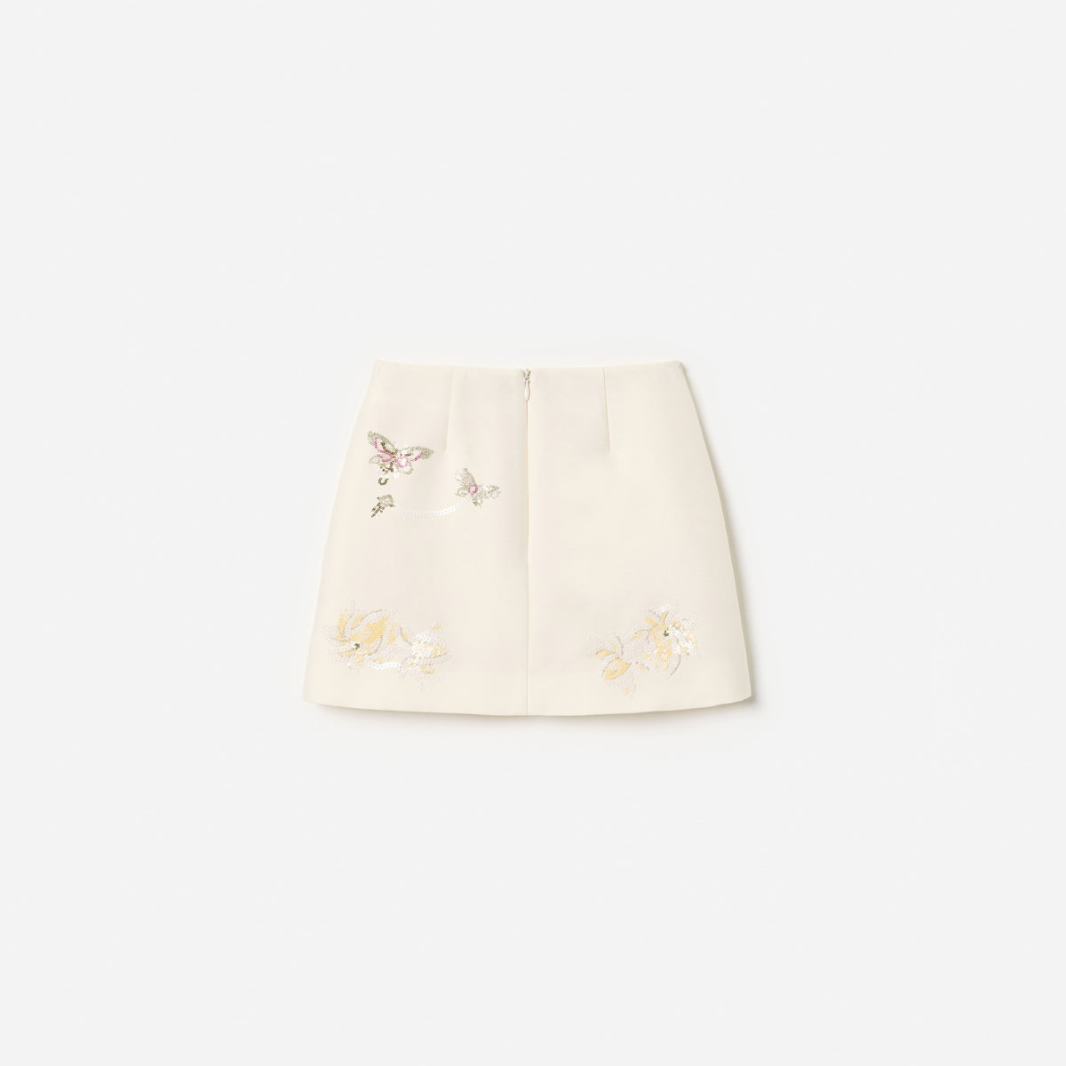 Cream Floral  Jacquard Skirt