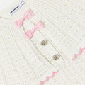 White Pointelle Knit Bow Cape Dress