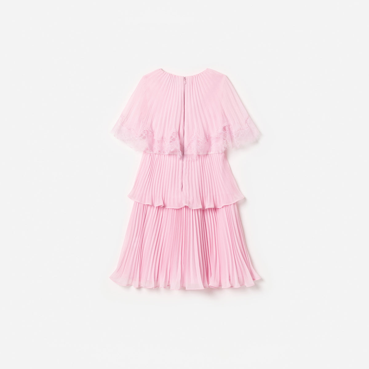 Pink Chiffon Tiered Cape Dress