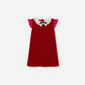 Red Velvet Bow Collar Dress