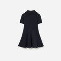 Navy Viscose Knit Bow Collar Dress