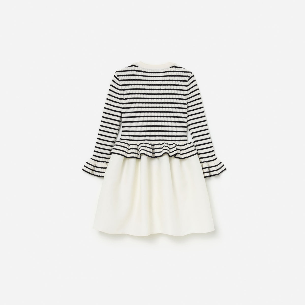 Cream Striped Ribbed Knit Mini Dress