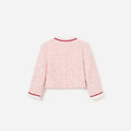 Pink Textured  Boucle Frill Collar  Jacket